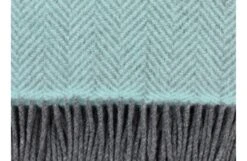 Merino & Cashmere Herringbone Throw Grey & Mint 136 X 180cm -Broste Copenhagen Shop 1023567 merino cashmere herringbone throw grey mint 1 1