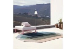 Diamond Kilim Outdoor Rug Nude Petrol -Broste Copenhagen Shop a m amb diamon nude teal lifestyle 3