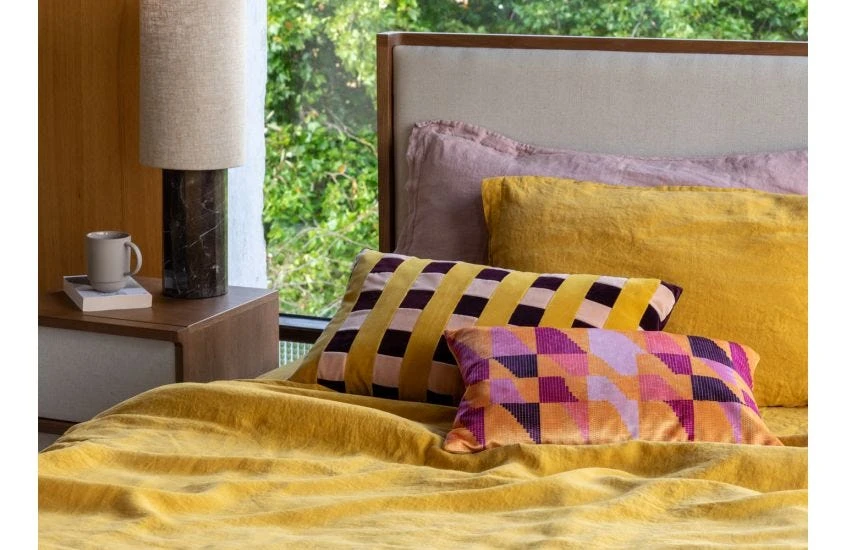 Washed Linen Mustard Fitted Sheet King 4 Washed Linen Mustard Fitted Sheet King - Image 4