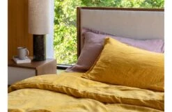 Washed Linen Mustard Fitted Sheet Double 6 Washed Linen Mustard Fitted Sheet Double -Broste Copenhagen Shop aw22 washed linen 1926 3