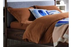Washed Linen Cinnamon Fitted Sheet Double -Broste Copenhagen Shop c i cinnamon bedding 1 3 5