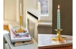 Hay Twisted Candles Set Of 6 -Broste Copenhagen Shop candle twist flare tall yellow with white rim