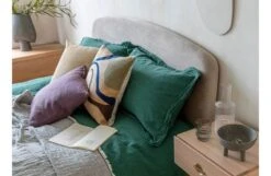 Washed Linen Forest Green Fitted Sheet Double -Broste Copenhagen Shop crawford 076 1 1 1