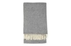 Merino & Cashmere Herringbone Throw Grey 136 X 180cm