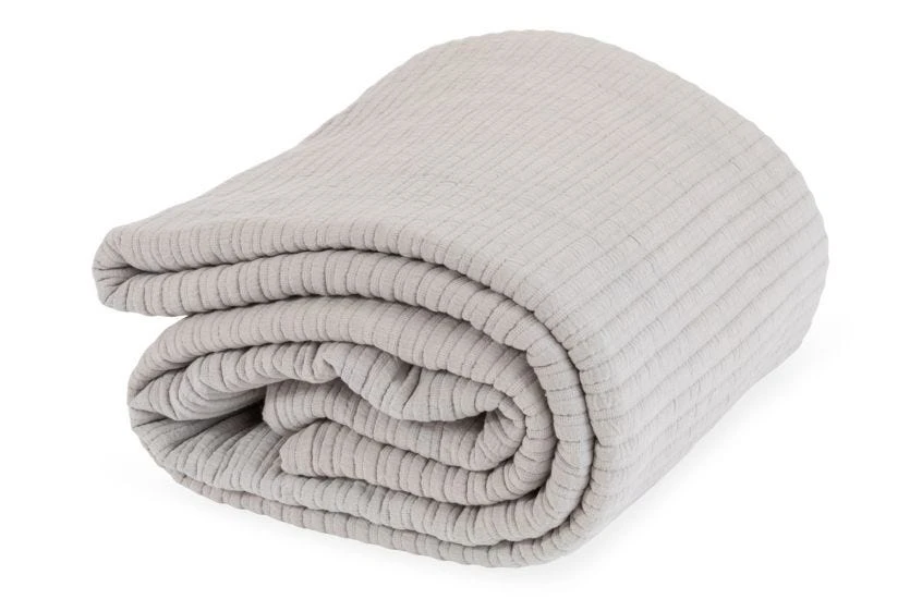Lule Cotton Linear Quilt Grey 140 X 200cm 1 Lule Cotton Linear Quilt Grey 140 X 200cm