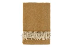 Merino & Cashmere Herringbone Throw Mustard 136 X 180cm