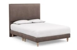 Shallow Divan Bed -Broste Copenhagen Shop newman headboard velvet mink light turned wood feet 1 1 1