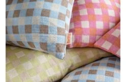 Poppy Merino Check Cushion Blue 50 X 50cm -Broste Copenhagen Shop pillow pile