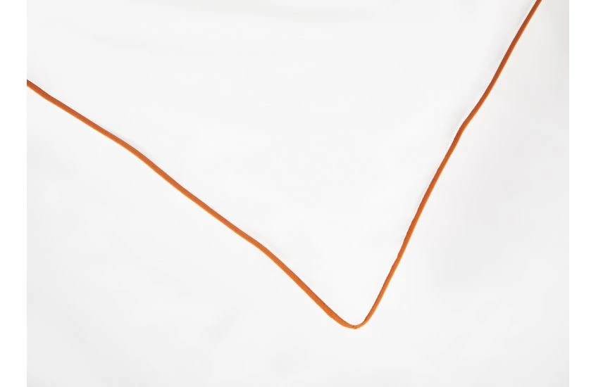 Organic Cotton Percale Cinnamon Piped Edge White Bed Linen 1 Organic Cotton Percale Cinnamon Piped Edge White Bed Linen