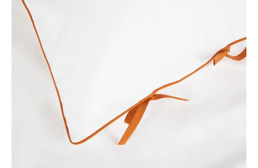 Organic Cotton Percale Cinnamon Piped Edge White Bed Linen 2 Organic Cotton Percale Cinnamon Piped Edge White Bed Linen - Image 2