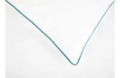 Organic Cotton Percale Petrol Piped Edge White Duvet Cover Double