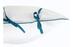 Organic Cotton Percale Petrol Piped Edge White Pillowcase -Broste Copenhagen Shop piped bedding 8070 1