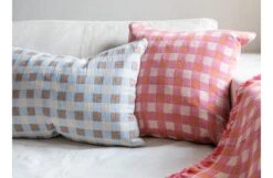 Poppy Merino Check Cushion Pink 50 X 50cm -Broste Copenhagen Shop poppy pillow throw