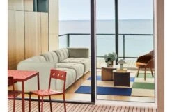 Hay Ethan Cook Flat Works Rug Peach Green Check -Broste Copenhagen Shop quilton comb 5 mode 009 balcony table iron red balcony chair iron red