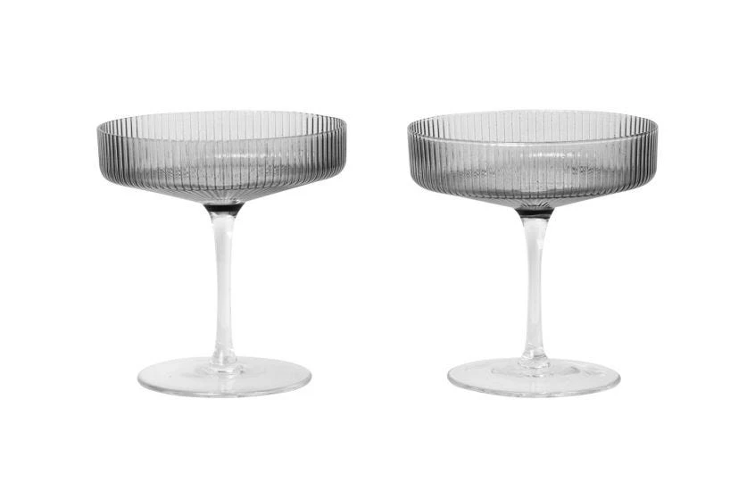 Ferm LIVING Ripple Glassware Smoke Grey 1 Ferm LIVING Ripple Glassware Smoke Grey