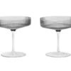 Ferm LIVING Ripple Smoked Grey Champagne Saucer Set Of 2
