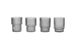 Ferm LIVING Ripple Smoked Grey Tumbler Glass Set Of 4