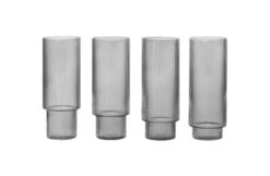 Ferm LIVING Ripple Smoked Grey Long Drink Glasses Set Of 4