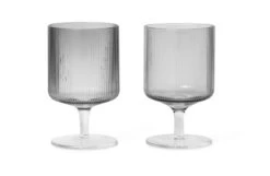 Ferm LIVING Ripple Smoked Grey Wine Glass Set Of 2