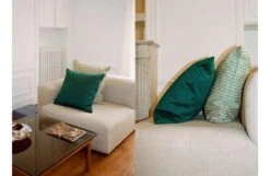 Hay Ribbon Cushion 60 X 60cm -Broste Copenhagen Shop ribbon cushion green yellow kofi grey tinted glass tabletop wb laquer walnut frame