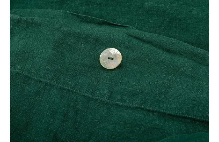 Washed Linen Forest Green Fitted Sheet King 2 Washed Linen Forest Green Fitted Sheet King - Image 2