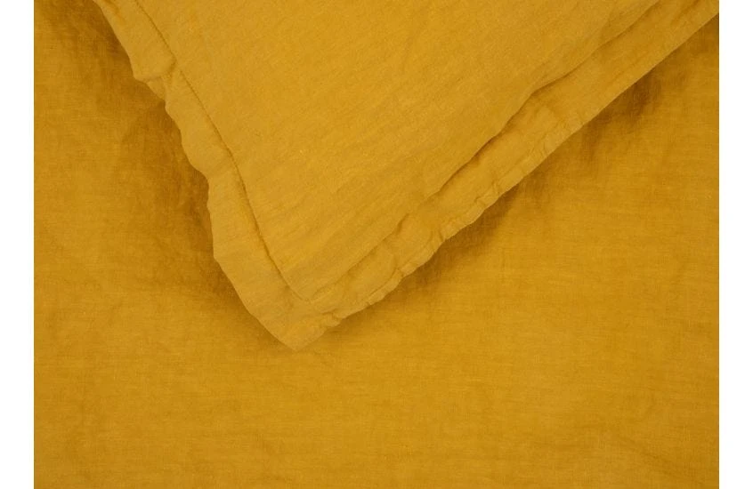 Washed Linen Mustard Fitted Sheet King 1 Washed Linen Mustard Fitted Sheet King